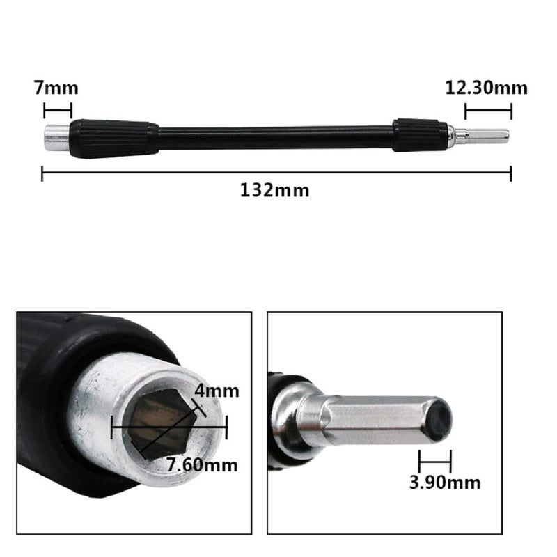 Mayata 1 set of 4mm Flexible Bendable Extended Extension Magnetic Shaft Screwdriver Bit Holder 4mm Hex Drive Drill Bit Universal Extension Rod - Image 2